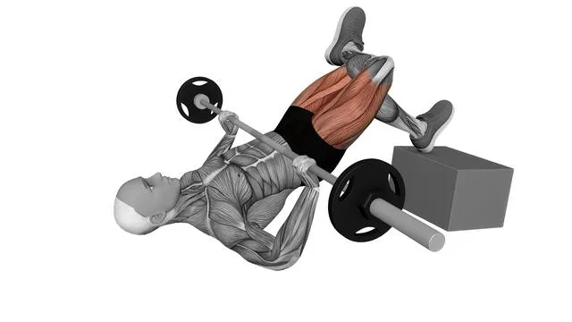 Barbell Feet Elevated Figure Four Glute Bridge (2)