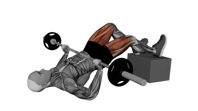 Barbell Feet Elevated Staggered Glute Bridge (2)
