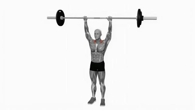 Barbell overhead shrug (2)