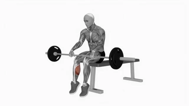 Barbell seated on knee calve raises (2)