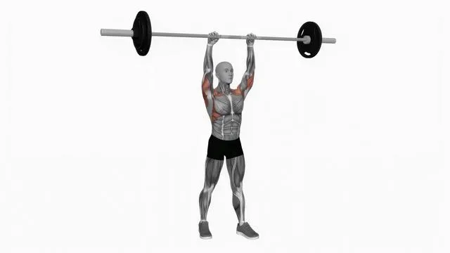 Barbell standing close grip military press (2)