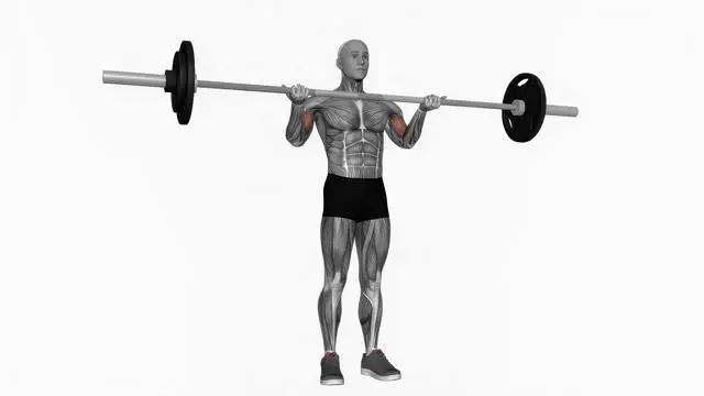 Barbell standing wide grip biceps curls (2)