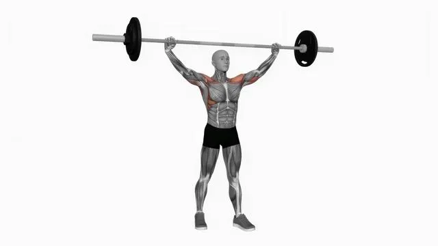 Barbell standing wide grip military press (2)