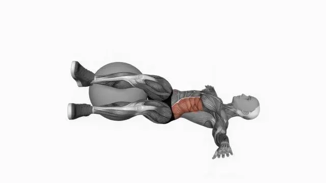 Bent knee lying twist (on stability ball) (2)