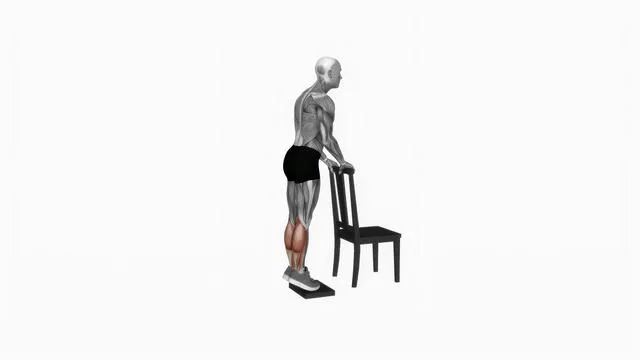 Calf raise from deficit with chair supported (2)