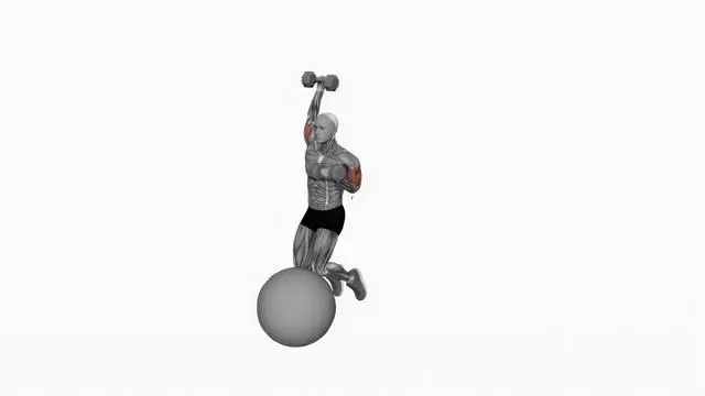 Dumbbell Biceps Curl with Overhead Extension on Stability Ball (2)