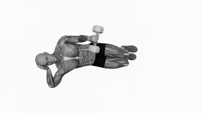 Dumbbell Lying Pronation Rotation on Floor (2)