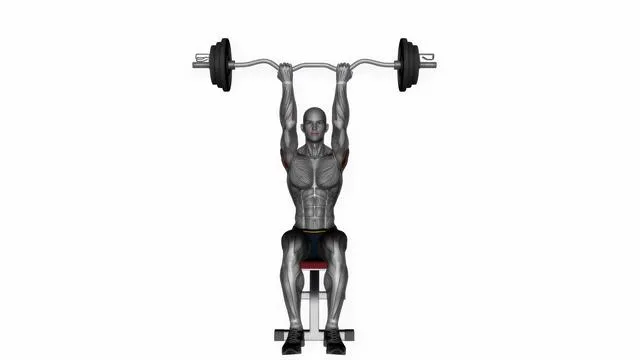 Ez bar seated close grip shoulder press (2)