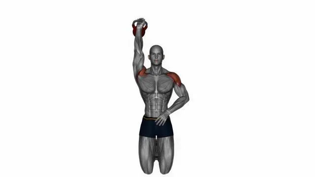Kettlebell kneeling one arm shoulder press (2)
