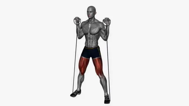 Sumo squat over shoulder Resistance band (2)